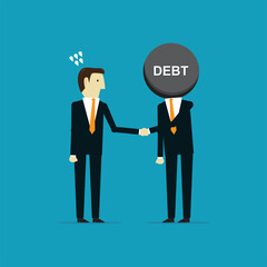 Businessman shaking hands with Debt