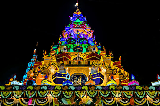 Decorative lighting done on Dagdushet Ganesha temple on the occa