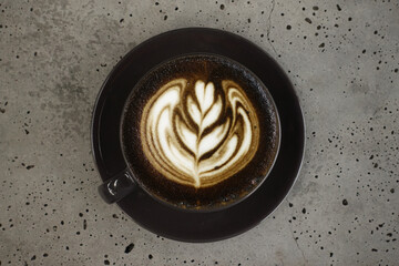 a cup of latte art coffee for background                               