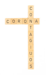 Corona contagious letters, isolated