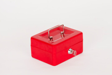 Red money box isolated on white