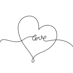 Heart. Abstract love symbol. Continuous line art drawing vector illustration.