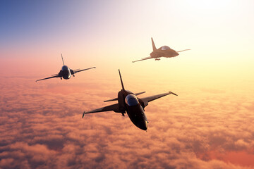 The group of military aircraft