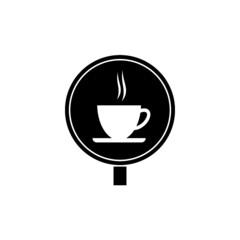 Hot coffee flat road sign isolated on white background