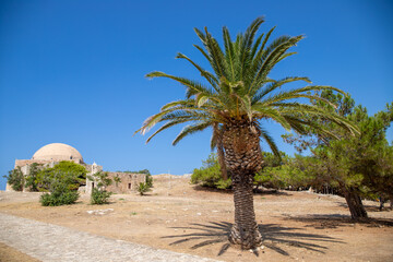 Ancient Ruins Bulding whit old Windows of a Venetian Citadel in Fortezza, Rethymno