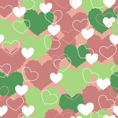 Seamless vector pattern with color heart