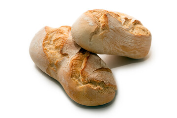 Ciabatta, pane fresco italiano su fondo bianco