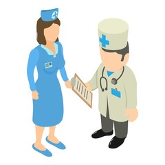 Medical staff icon. Isometric illustration of medical staff vector icon for web