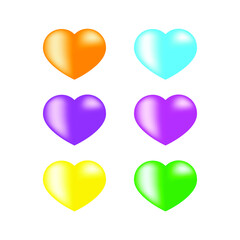 a set of vector illustrations of hearts in different colors for the icon or symbol of love