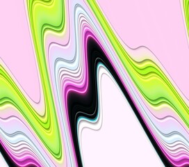 Green pink waves forms abstract background with lines