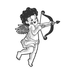 cupid with bow sketch raster illustration