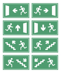 exit door sign set, emergency fire exit label