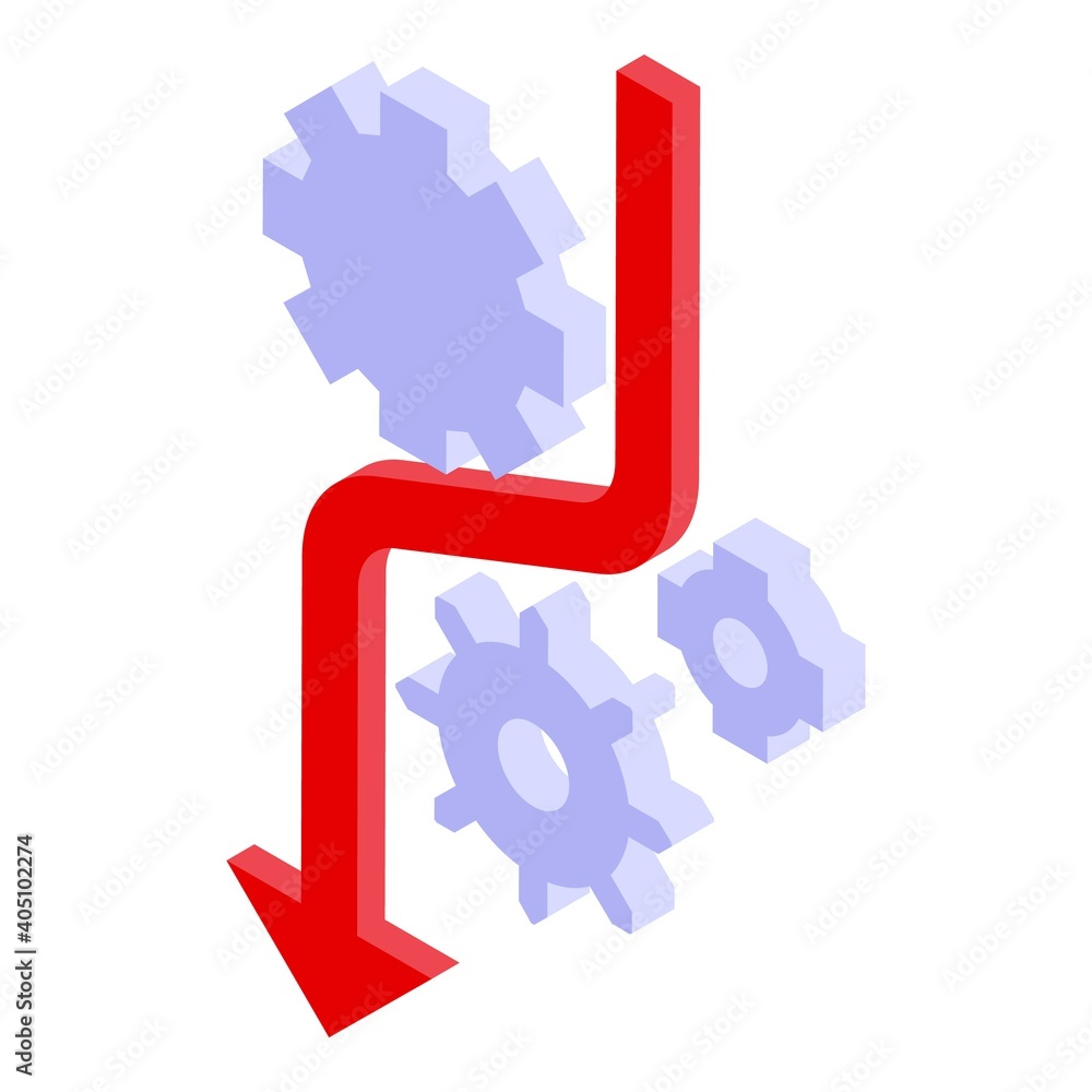 Poster gears arrow icon. isometric of gears arrow vector icon for web design isolated on white background