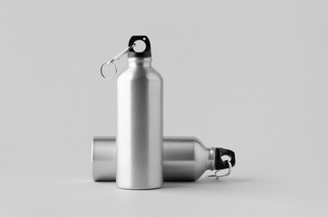 Reusable aluminum water bottle mockup.