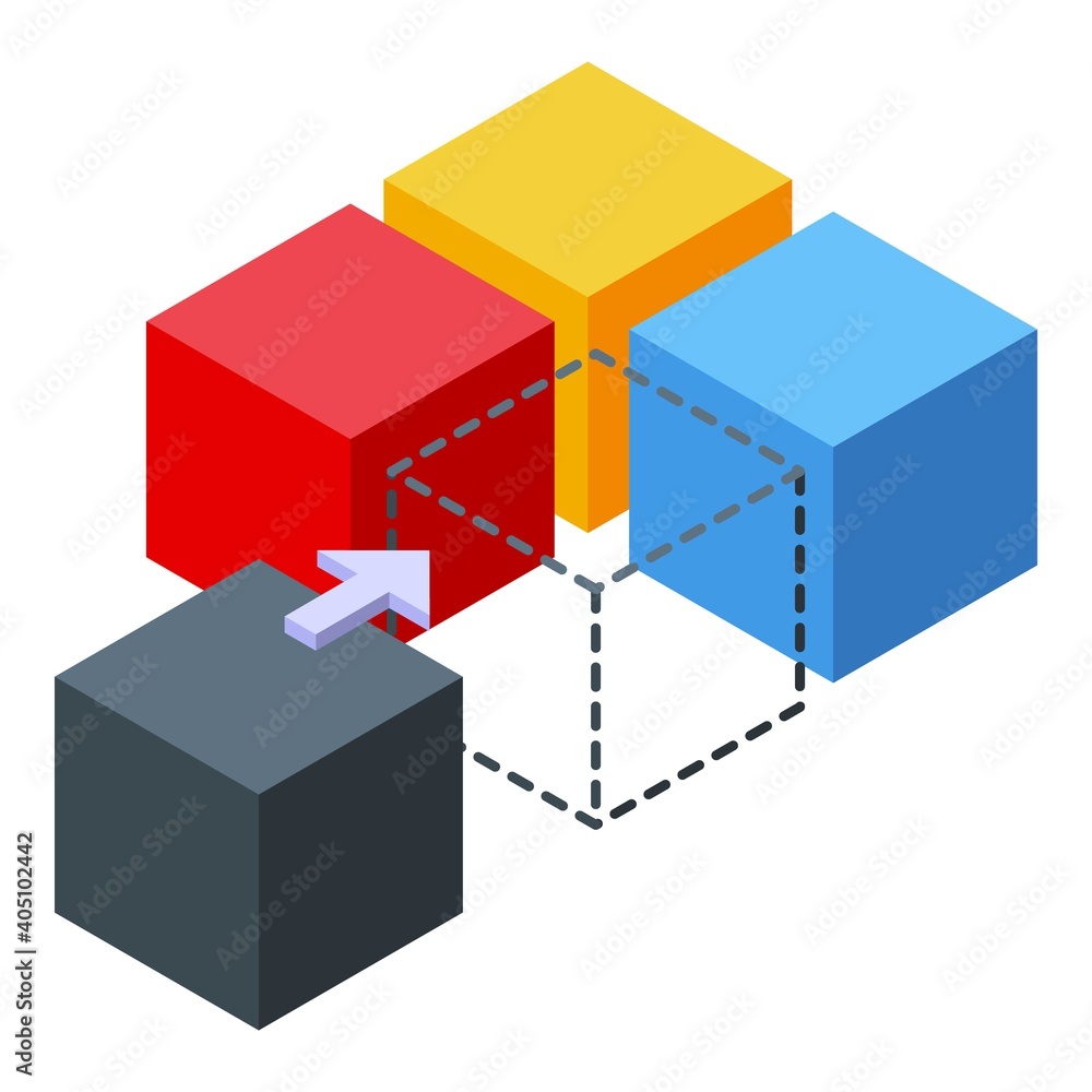Poster cube solution icon. isometric of cube solution vector icon for web design isolated on white backgrou
