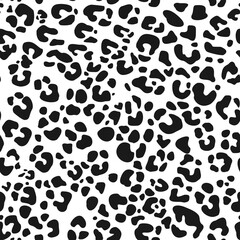 Seamless pattern of dark spots on a light background. Leopard skin. Abstract camo. Print on modern fabric. Vector illustration