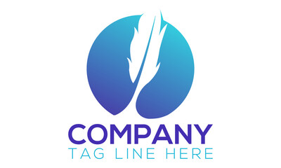 Creative feather Signing Logo Design.