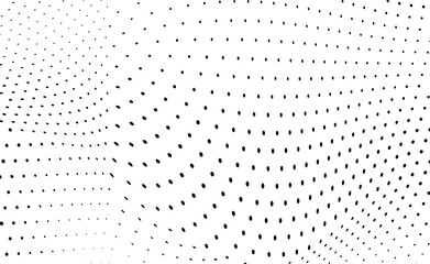 The halftone texture is monochrome. Chaotic waves of black dots on a white background