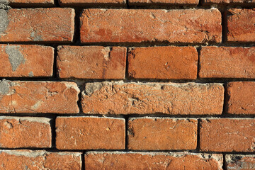 Orange brick wall. Decorative elements. Loft design.
