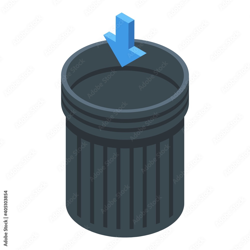 Poster trash container icon. isometric of trash container vector icon for web design isolated on white back