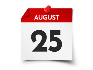 August 25 day calendar