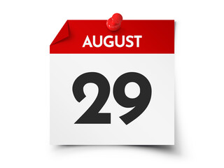 August 29 day calendar