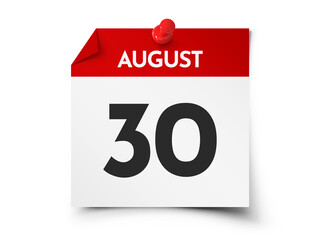 August 30 day calendar