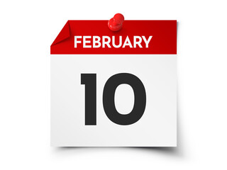 February 10 day calendar