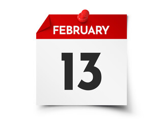February 13 day calendar
