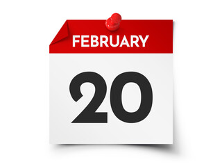 February 20 day calendar
