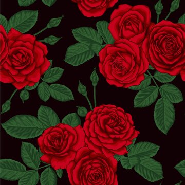 beautiful vintage seamless pattern with bouquets of roses and leaves design greeting card and invitation of the wedding, birthday, Valentine's Day, mother's day and other holiday.