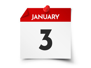 January 3 day calendar
