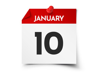 January 10 day calendar