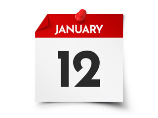 January 12 day calendar