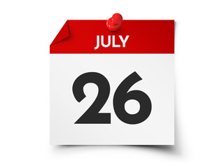 July 26 day calendar
