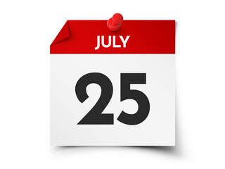 July 25 day calendar