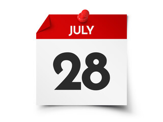 July 28 day calendar