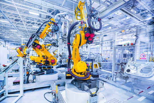 robots in a car factory