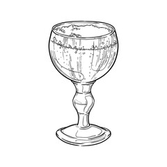 Goblet beer glass isolated on white background. Hand drawn vector illustration.