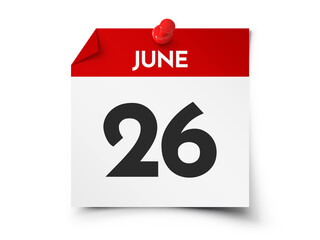 June 26 day calendar