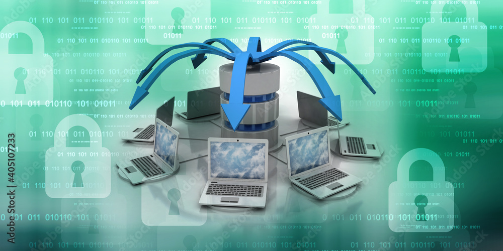 Poster 3d rendering technology computer network