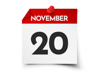 November 20 day calendar