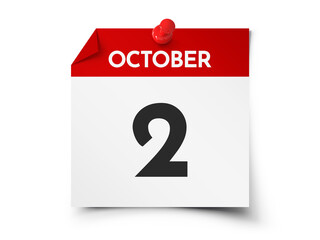 October 2 day calendar - obrazy, fototapety, plakaty