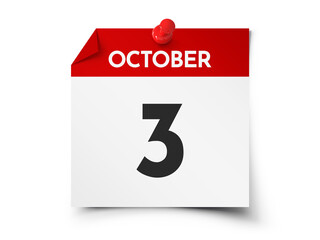 October 3 day calendar