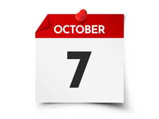 October 7 day calendar