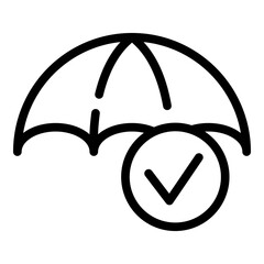 Secured umbrella icon. Outline secured umbrella vector icon for web design isolated on white background