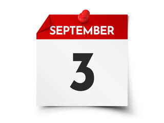 September 3 day calendar