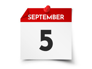 September 5 day calendar