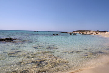The magnificent beach of Elafonisi in Crete and its turquoise water, Greece