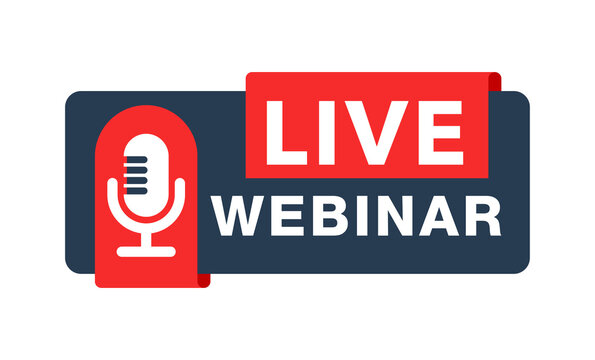 Live Webinar Button With Microphone Icon